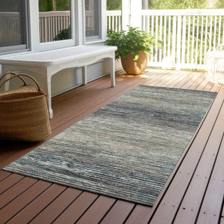 Piper Looms Chantille Stripes ACN1268 Granite Machine Washable Area Rug Runner Outdoor Lifestyle Image Feature