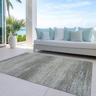 Piper Looms Chantille Stripes ACN1271 Taupe Machine Washable Area Rug Outdoor Lifestyle Image Feature