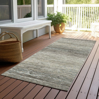 Piper Looms Chantille Stripes ACN1271 Taupe Machine Washable Area Rug Runner Outdoor Lifestyle Image Feature