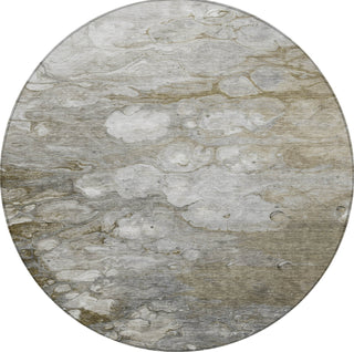 Piper Looms Chantille Abstract ACN1279 Taupe Machine Washable Area Rug Round Main Image