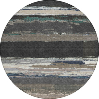 Piper Looms Chantille Modern ACN1280 Black Machine Washable Area Rug Round Main Image