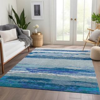 Piper Looms Chantille Modern ACN1282 Blue Machine Washable Area Rug Lifestyle Image Feature