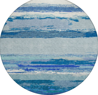 Piper Looms Chantille Modern ACN1282 Blue Machine Washable Area Rug Round Main Image