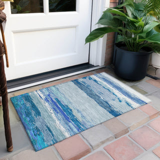 Piper Looms Chantille Modern ACN1282 Blue Machine Washable Area Rug Scatter Outdoor Lifestyle Image Feature