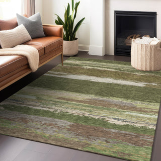 Piper Looms Chantille Modern ACN1284 Olive Machine Washable Area Rug Lifestyle Image Feature