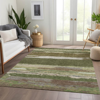Piper Looms Chantille Modern ACN1284 Olive Machine Washable Area Rug Lifestyle Image Feature