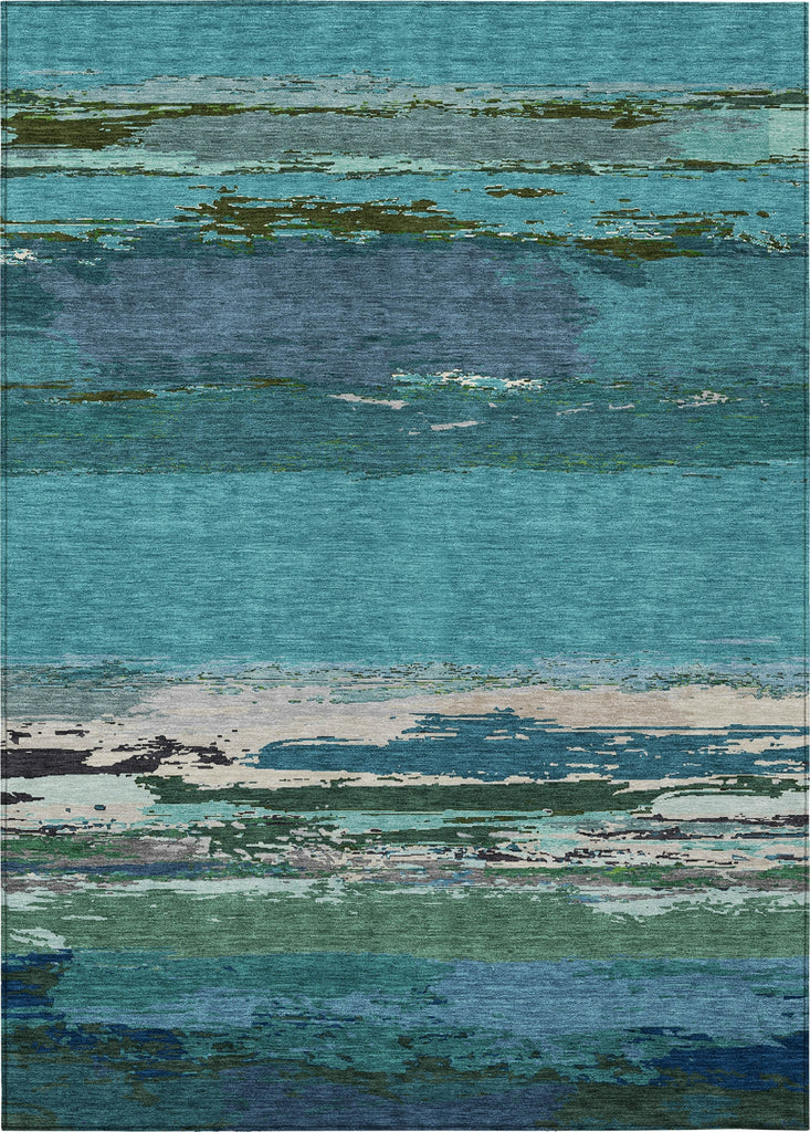 Piper Looms Chantille Modern ACN1285 Teal Machine Washable Area Rug main image