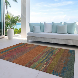 Piper Looms Chantille Modern ACN1286 Terracotta Machine Washable Area Rug Outdoor Lifestyle Image Feature