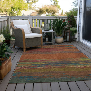 Piper Looms Chantille Modern ACN1286 Terracotta Machine Washable Area Rug Outdoor Lifestyle Image Feature
