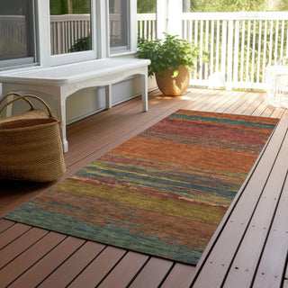 Piper Looms Chantille Modern ACN1286 Terracotta Machine Washable Area Rug Runner Outdoor Lifestyle Image Feature