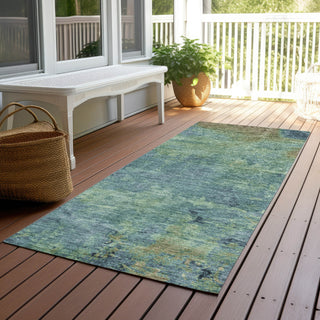 Piper Looms Chantille Modern ACN1287 Blue Machine Washable Area Rug Runner Outdoor Lifestyle Image Feature