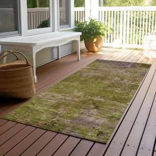 Piper Looms Chantille Modern ACN1288 Green Machine Washable Area Rug Runner Outdoor Lifestyle Image Feature