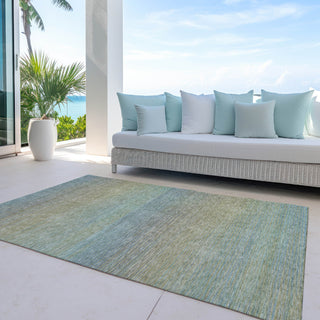 Piper Looms Chantille Stripes ACN1292 Blue Machine Washable Area Rug Outdoor Lifestyle Image Feature