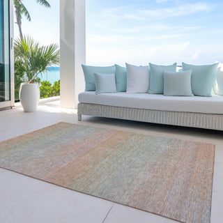 Piper Looms Chantille Stripes ACN1293 Coral Machine Washable Area Rug Outdoor Lifestyle Image Feature
