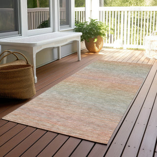 Piper Looms Chantille Stripes ACN1293 Coral Machine Washable Area Rug Runner Outdoor Lifestyle Image Feature