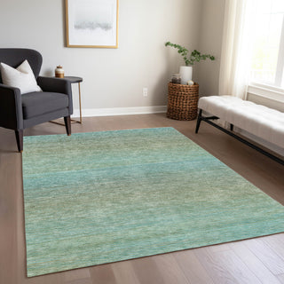 Piper Looms Chantille Stripes ACN1295 Teal Machine Washable Area Rug Lifestyle Image Feature