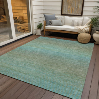 Piper Looms Chantille Stripes ACN1295 Teal Machine Washable Area Rug Outdoor Lifestyle Image Feature