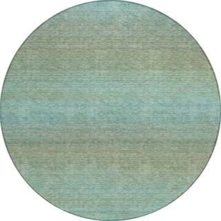 Piper Looms Chantille Stripes ACN1295 Teal Machine Washable Area Rug Round Main Image