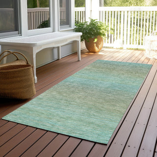 Piper Looms Chantille Stripes ACN1295 Teal Machine Washable Area Rug Runner Outdoor Lifestyle Image Feature