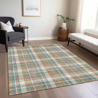 Piper Looms Chantille Plaid ACN1300 Taupe Machine Washable Area Rug Lifestyle Image Feature