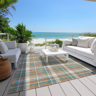 Piper Looms Chantille Plaid ACN1300 Taupe Machine Washable Area Rug Outdoor Lifestyle Image Feature