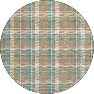 Piper Looms Chantille Plaid ACN1300 Taupe Machine Washable Area Rug Round Main Image