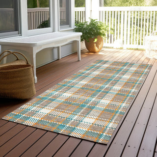 Piper Looms Chantille Plaid ACN1300 Taupe Machine Washable Area Rug Runner Outdoor Lifestyle Image Feature