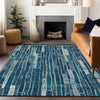 Piper Looms Chantille Stripes ACN1301 Blue Machine Washable Area Rug Lifestyle Image Feature