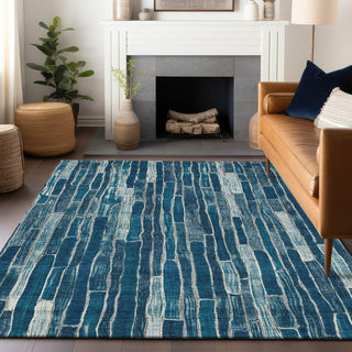 Piper Looms Chantille Stripes ACN1301 Blue Machine Washable Area Rug Lifestyle Image Feature