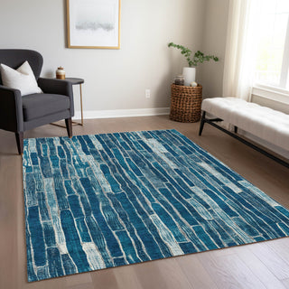 Piper Looms Chantille Stripes ACN1301 Blue Machine Washable Area Rug Lifestyle Image Feature