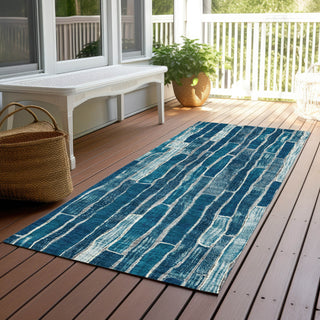 Piper Looms Chantille Stripes ACN1301 Blue Machine Washable Area Rug Runner Outdoor Lifestyle Image Feature