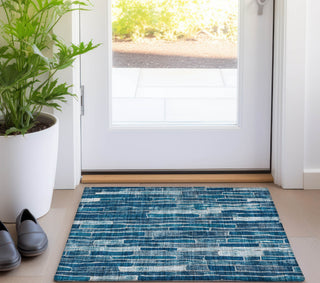 Piper Looms Chantille Stripes ACN1301 Blue Machine Washable Area Rug Scatter Lifestyle Image Feature
