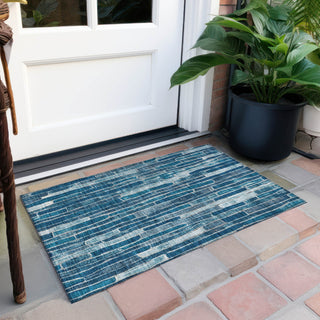 Piper Looms Chantille Stripes ACN1301 Blue Machine Washable Area Rug Scatter Outdoor Lifestyle Image Feature