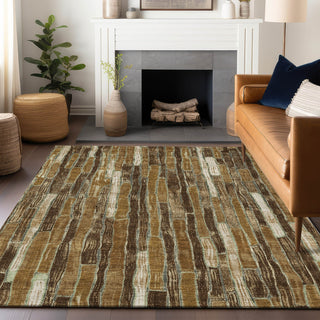 Piper Looms Chantille Stripes ACN1303 Mocha Machine Washable Area Rug Lifestyle Image Feature
