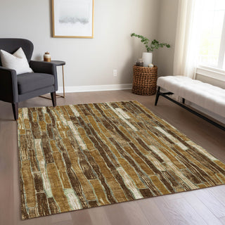 Piper Looms Chantille Stripes ACN1303 Mocha Machine Washable Area Rug Lifestyle Image Feature