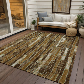 Piper Looms Chantille Stripes ACN1303 Mocha Machine Washable Area Rug Outdoor Lifestyle Image Feature