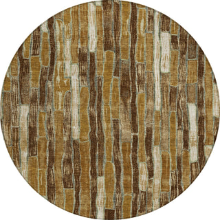 Piper Looms Chantille Stripes ACN1303 Mocha Machine Washable Area Rug Round Main Image