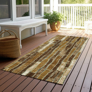 Piper Looms Chantille Stripes ACN1303 Mocha Machine Washable Area Rug Runner Outdoor Lifestyle Image Feature