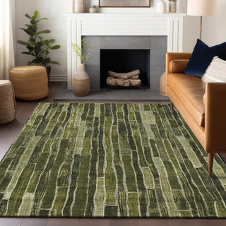 Piper Looms Chantille Stripes ACN1305 Olive Machine Washable Area Rug Lifestyle Image Feature