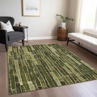 Piper Looms Chantille Stripes ACN1305 Olive Machine Washable Area Rug Lifestyle Image Feature