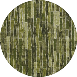 Piper Looms Chantille Stripes ACN1305 Olive Machine Washable Area Rug Round Main Image