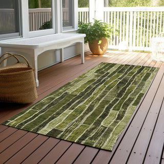 Piper Looms Chantille Stripes ACN1305 Olive Machine Washable Area Rug Runner Outdoor Lifestyle Image Feature