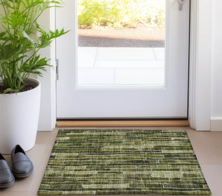 Piper Looms Chantille Stripes ACN1305 Olive Machine Washable Area Rug Scatter Lifestyle Image Feature