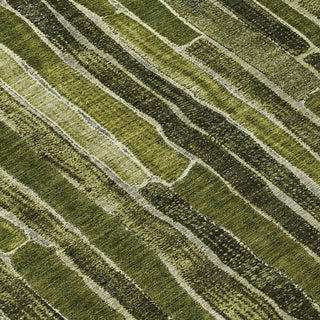 Piper Looms Chantille Stripes ACN1305 Olive Machine Washable Area Rug Swatch Image