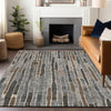 Piper Looms Chantille Stripes ACN1306 Pewter Machine Washable Area Rug Lifestyle Image Feature