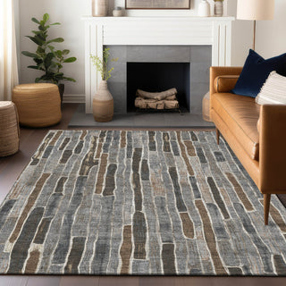 Piper Looms Chantille Stripes ACN1306 Pewter Machine Washable Area Rug Lifestyle Image Feature