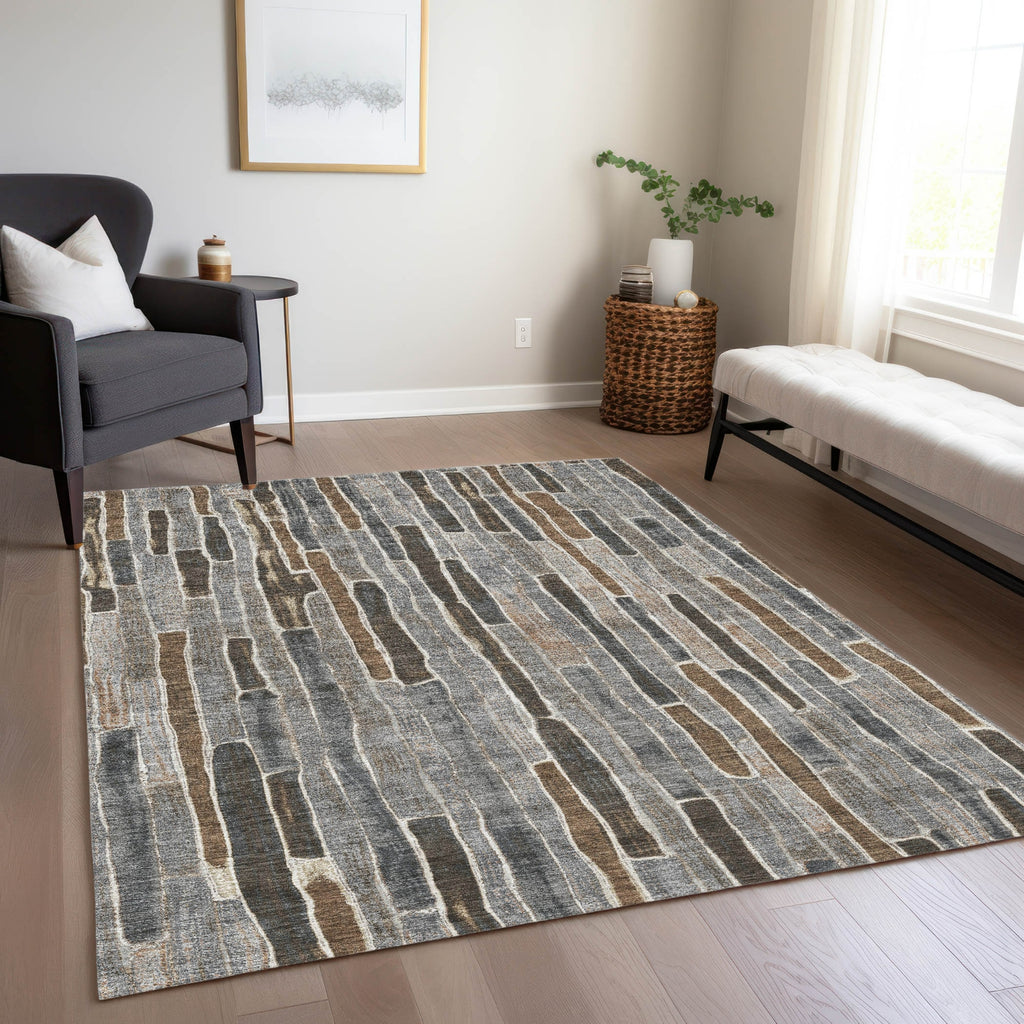 Piper Looms Chantille Stripes ACN1306 Pewter Machine Washable Area Rug ...