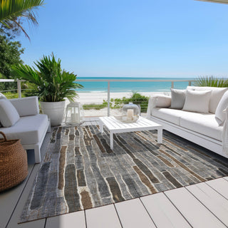 Piper Looms Chantille Stripes ACN1306 Pewter Machine Washable Area Rug Outdoor Lifestyle Image Feature