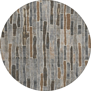 Piper Looms Chantille Stripes ACN1306 Pewter Machine Washable Area Rug Round Main Image