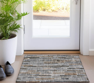 Piper Looms Chantille Stripes ACN1306 Pewter Machine Washable Area Rug Scatter Lifestyle Image Feature